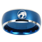 10mm Thundercat Dome Brushed Blue 2 Tone Tungsten Carbide Mens Ring Engraved