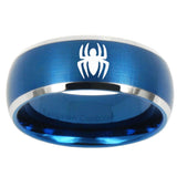 10mm Spiderman Dome Brushed Blue 2 Tone Tungsten Carbide Promise Ring