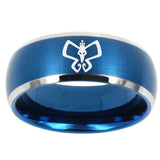 10mm Monarch Dome Brushed Blue 2 Tone Tungsten Carbide Mens Ring Personalized