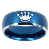 10mm Crown Dome Brushed Blue 2 Tone Tungsten Carbide Men's Wedding Ring