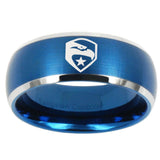 10mm GI Joe Eagle Dome Brushed Blue 2 Tone Tungsten Carbide Wedding Band Mens