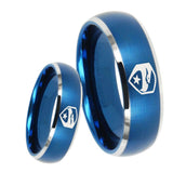 8mm GI Joe Eagle Dome Brushed Blue 2 Tone Tungsten Carbide Mens Bands Ring