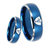 8mm Greek CTR Dome Brushed Blue 2 Tone Tungsten Carbide Men's Bands Ring