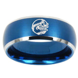 10mm Angry Baseball Dome Brushed Blue 2 Tone Tungsten Wedding Engraving Ring