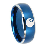 10mm 8 Ball Dome Brushed Blue 2 Tone Tungsten Carbide Anniversary Ring