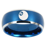 10mm 8 Ball Dome Brushed Blue 2 Tone Tungsten Carbide Anniversary Ring
