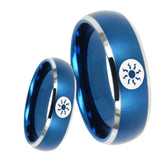 8mm Magic The Gathering Dome Brushed Blue 2 Tone Tungsten Mens Wedding Band