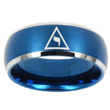 10mm Masonic Yod Dome Brushed Blue 2 Tone Tungsten Men's Engagement Band