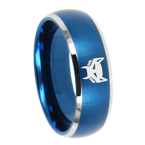 8mm Maximal Dome Brushed Blue 2 Tone Tungsten Carbide Rings for Men