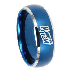 10mm Mountain Dew Dome Brushed Blue 2 Tone Tungsten Carbide Men's Promise Rings