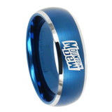 8mm Mountain Dew Dome Brushed Blue 2 Tone Tungsten Carbide Wedding Band Ring