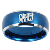 10mm Mountain Dew Dome Brushed Blue 2 Tone Tungsten Carbide Men's Promise Rings