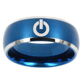 10mm Power Dome Brushed Blue 2 Tone Tungsten Carbide Mens Ring Personalized