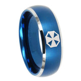 8mm Resident Evil Dome Brushed Blue 2 Tone Tungsten Carbide Custom Mens Ring