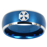 10mm Resident Evil Dome Brushed Blue 2 Tone Tungsten Carbide Men's Wedding Band