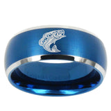 10mm Fishing Dome Brushed Blue 2 Tone Tungsten Mens Wedding Band