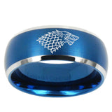 10mm Game Of Thrones House Stark Direwolf Dome Brushed Blue 2 Tone Tungsten Mens Wedding Band
