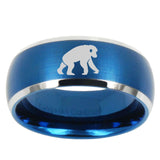 10mm Chimpanzee Dome Brushed Blue 2 Tone Tungsten Mens Wedding Band