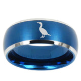 10mm Cormorant Dome Brushed Blue 2 Tone Tungsten Mens Wedding Band