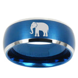 10mm Elephant Dome Brushed Blue 2 Tone Tungsten Mens Wedding Band