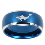 10mm Keller Whale Dome Brushed Blue 2 Tone Tungsten Mens Wedding Band