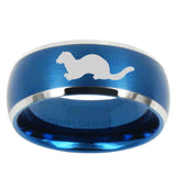 10mm Otter Dome Brushed Blue 2 Tone Tungsten Mens Wedding Band