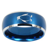 10mm Penguin Dome Brushed Blue 2 Tone Tungsten Mens Wedding Band