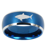 10mm Shark Dome Brushed Blue 2 Tone Tungsten Mens Wedding Band