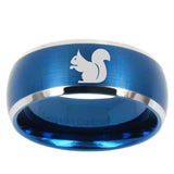 10mm Squirrel Dome Brushed Blue 2 Tone Tungsten Mens Wedding Band