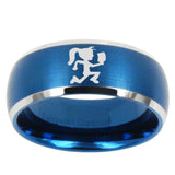 10mm Hatchet Woman Dome Brushed Blue 2 Tone Tungsten Mens Wedding Band