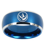 10mm Green Ranger Power Dome Brushed Blue 2 Tone Tungsten Mens Wedding Band