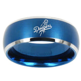 10mm LA Dogers MLB Baseball Dome Brushed Blue 2 Tone Tungsten Men's Wedding Ring