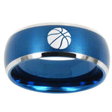 10mm Basketball Dome Brushed Blue 2 Tone Tungsten Carbide Men's Engagement Band