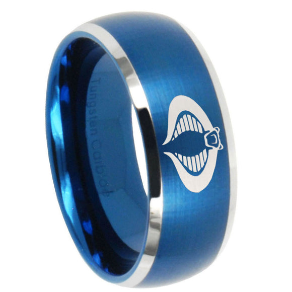 10mm Cobra Dome Brushed Blue 2 Tone Tungsten Carbide Engagement Ring