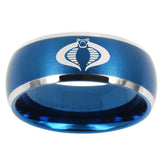 10mm Cobra Dome Brushed Blue 2 Tone Tungsten Carbide Engagement Ring