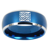 10mm Celtic Design Dome Brushed Blue 2 Tone Tungsten Carbide Mens Promise Ring