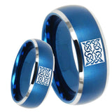 8mm Celtic Design Dome Brushed Blue 2 Tone Tungsten Carbide Promise Ring