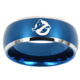 10mm Ghostbusters Dome Brushed Blue 2 Tone Tungsten Mens Engagement Band