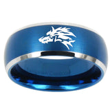 10mm Wolf Dome Brushed Blue 2 Tone Tungsten Carbide Men's Engagement Band