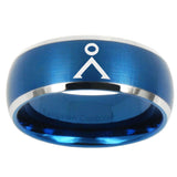 10mm Stargate Dome Brushed Blue 2 Tone Tungsten Carbide Mens Engagement Ring