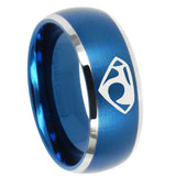 8mm House of Van Dome Brushed Blue 2 Tone Tungsten Carbide Men's Band Ring