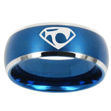 10mm House of Van Dome Brushed Blue 2 Tone Tungsten Carbide Men's Promise Rings