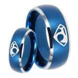 His Hers House of Van Dome Brushed Blue 2 Tone Tungsten Mens Engagement Band Set