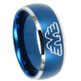 8mm Waylon Jennings Dome Brushed Blue 2 Tone Tungsten Carbide Engraved Ring