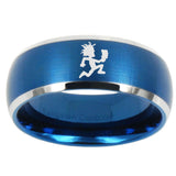 10mm Hatchet Man Dome Brushed Blue 2 Tone Tungsten Carbide Mens Promise Ring