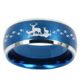 10mm Deer Hunting Dome Brushed Blue 2 Tone Tungsten Mens Wedding Band