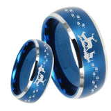 8mm Deer Hunting Dome Brushed Blue 2 Tone Tungsten Mens Promise Ring