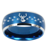 10mm Deer Antler Dome Brushed Blue 2 Tone Tungsten Mens Wedding Band