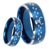 8mm Deer Antler Dome Brushed Blue 2 Tone Tungsten Mens Promise Ring