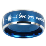 10mm Sound Wave I love you more Dome Brushed Blue 2 Tone Tungsten Promise Ring